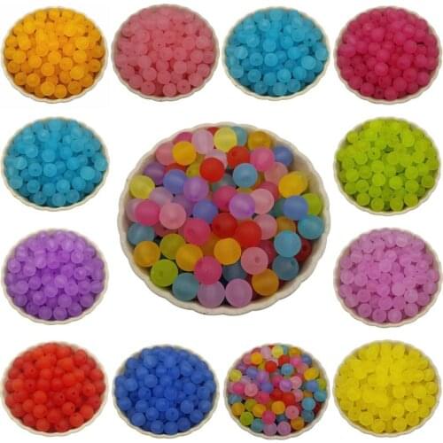 20Pcs 10mm Mixed Color Round Transparent Frosted Acrylic Bead for Jewelry Making DIY Bracelet Necklace Accessories
