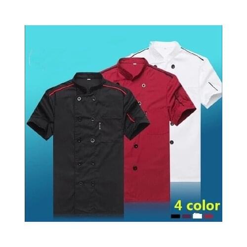 Men Chef Jacket Catering Tunic Summer Work Wear Clothes Hat Restaurant Uniforrms Shirts Coat Botton Women Kitchen Cook Clothing