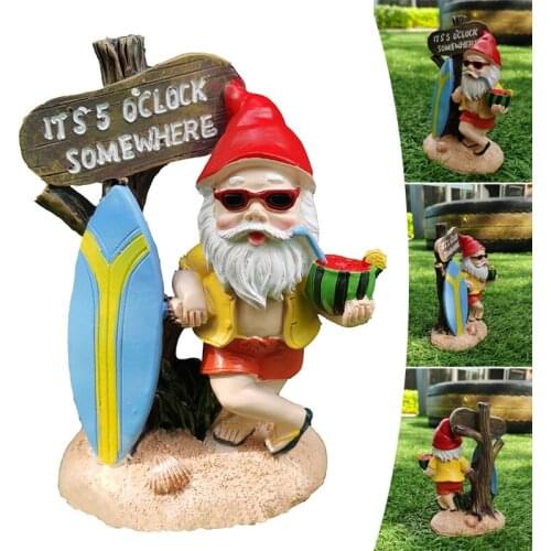 Summer Surf Gnome Garden Statue Small Resin Dwarf Home Shelf Decor for Outdoor Micro Landscape KI