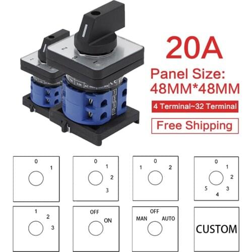 LW28-20 LW26-20 YMW26 series 660V 20A 1 2 3 4 5 6 7 8 -Position Mounting Rotary Select Cam Changeover Switch