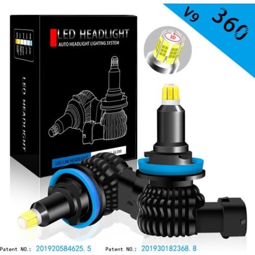 2Pcs Upgraded EMC Canbus V9 3D LED Headlight H8 H7 360 Degree H11 HB3 9005 HB4 9006 LED Auto Lamp Car Head Light Bulbs 12V White