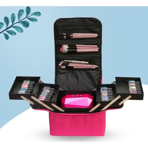 Fashion Women Makeup Organizer Large Capacity Multilayer Clapboard Cosmetic Bag Case Beauty Salon Tattoos Nail Art Tool Bin