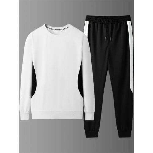 2021 Tracksuit Men Casual Sets Long Sleeve Hoodies Pants Patchwork Male Sportswear Set Mens Brand Clothing 2 Pieces Sets 4XL