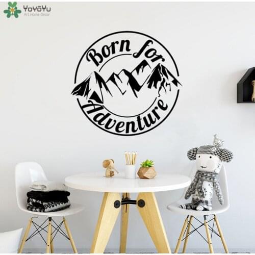 YOYOYU Wall Decal Vinyl Quotes Born For Adventure Wall Stickers For Kids Room Boys Bedroom Decoration Mountain Art Decor CT626