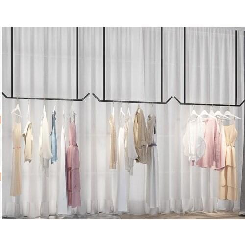 Ladies dress wedding dress shelf ceiling hanging clothes rack wall U-shaped rack