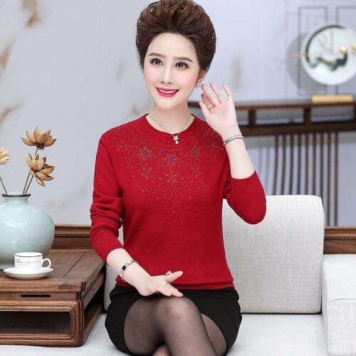 New Women Pullover Autumn And Winter Sweater Loose Long-sleeve Knitted Wool Basic Shirt Sweater Mother Clothing Tops