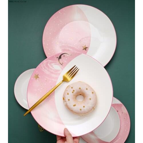 10 Inch Starry Sky Dinner Plate Nordic Western Steak Plate Family Table Decoration Dessert Plate Kitchen Tableware Supplies