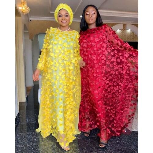 MD Ankara Flower Dress Robe Grand Taille Elegant Ladies Clothing Africaine Femme Dashiki Bazin Riche Robes Boubou Woman 104