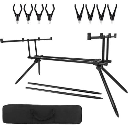 Lixada Detachable Fishing Rod Stand Buzz Bar Pole Rest Head Folding Retractable Aluminum Alloy Fishing Rod Holder Fishing Tackle