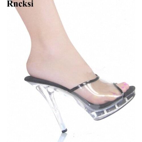 Rncksi New Crystal Stiletto Heels Women Sandals Summer 13CM High Heels Wedding Shoes Slippers Women Pumps