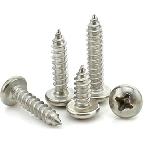 100pcs/lot Stainless steel philips pan head self tapping screw M1 M1.2 M1.4 M1.6 M1.7 M2 M2.2 M2.3 M2.6 M3 DIN7981