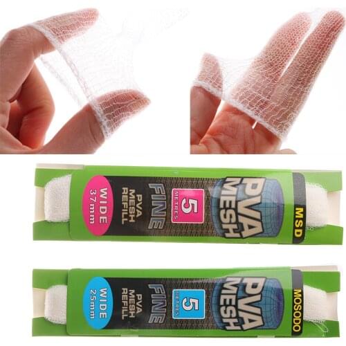 5M PVA Mesh Refill Carp Fishing Stocking Rig Bait Bags Water-soluble Fishing Bait Thrower Mesh Net 25/37mm