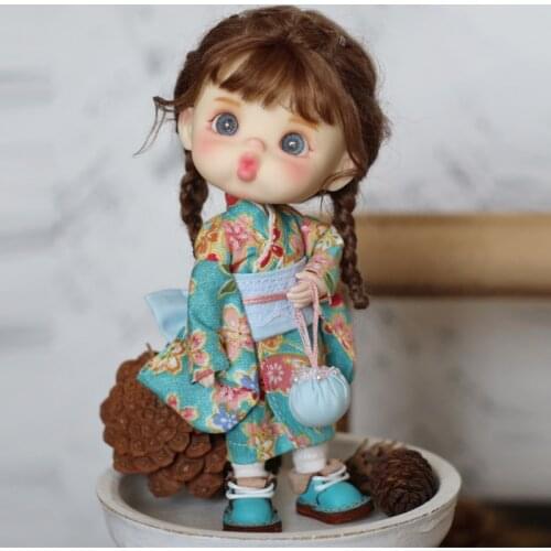 OB11 DOLL STO cute 1/18 1/12 bjd Joint doll makeup doll OB11 contain doll head+wig+bjd body+shoes+clothes Kimono whole doll