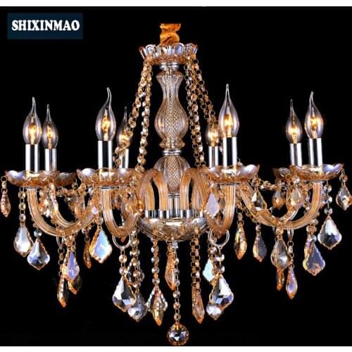 SHIXNIMAO Gold Crystal LED Chandelier Home For Living Dining Room Lamp Indoor Modern Chandelier Lustre Crystal Light AC90V-260V