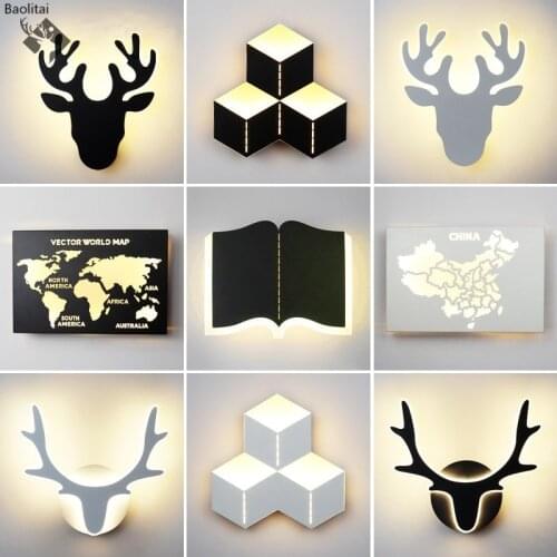 Modern Simple Creativity Fashion Deer Head Wall Lamp Led Bedroom Bedside Living Room Corridor Aisle Home Decoration Light