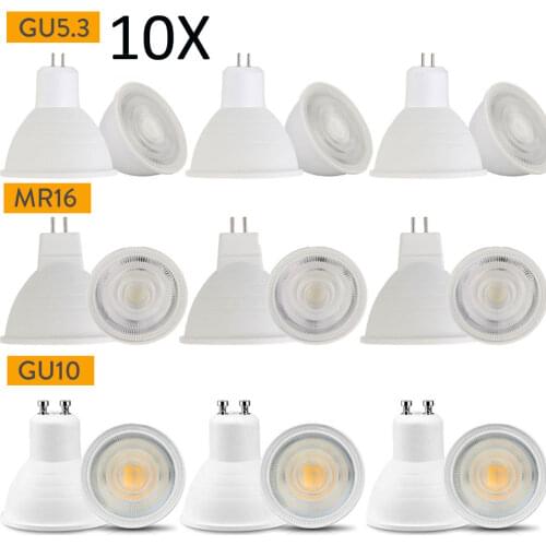10Pcs LED Lamp GU10 LED Bulb Spotlight Dimmable 7W 220V MR16 COB Chip 30 Degree Beam Angle For Home Office Decor Lamp Light