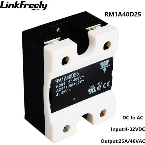 RM1A40D25 5pcs 25A DC AC Solid State Relay 2SCR,Output:42-440VAC Input:5V 12V 24VDC SSR Relay,Voltage Control Relay Switch Board
