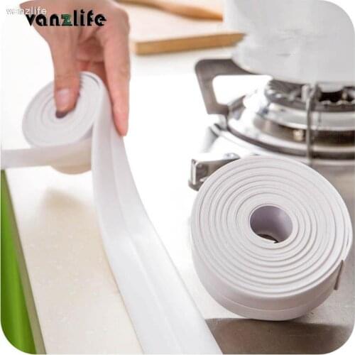 Vanzlife kitchen pvc waterproof mildew proof tape line corner seams moisture protection collision rubber strip wall stickers