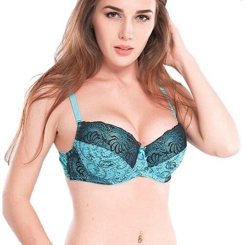 YANDW lace embroidery bra unlined sexy bras for women push up thin bralette underwire floral D E F 34 36 38 40 42 44 46 48 50