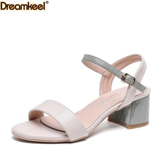 2021 Fashion Buckle Strap Soft Synthetic Leather Thick Heel Solid Party Platform Women Pumps Shoes High Sandals Female Pump Y