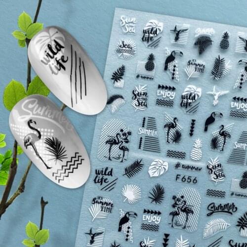 1 Sheet Summer Time Beach Life Autumn Maple Two-Colors Graffiti Leaf Adhesive Nail Art Stickers Decorations DIY Salon Tips