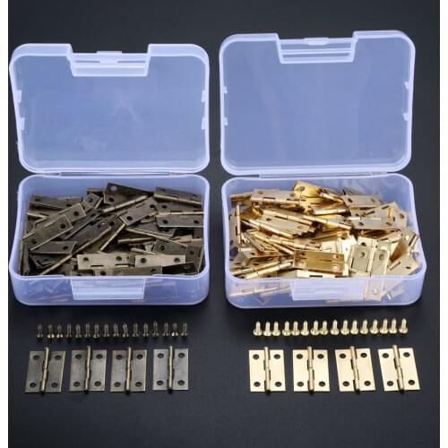 100pcs 24*17mm Furniture Hinge Cabinet Door Luggage Butt Hinges 4 Holes Jewelry Wooden Boxes Hinge with Screws