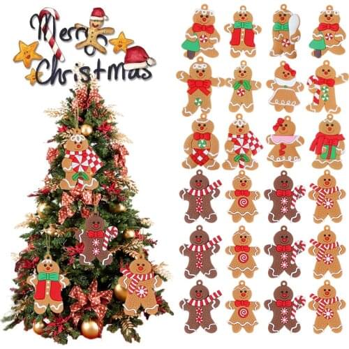 12Pcs Gingerbread Man Christmas Tree Hanging Pendant Xmas Ornament 2021 Christmas Decoration for Home Navidad New Year Kids Gift