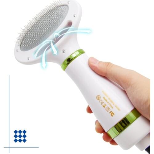 2 in 1 Portable Hair Dryer Adjustable Temperatures Pet Cat Hair Brush Comb Grooming Blower Cat Hair Comb Dog Fur Fan Low Noise