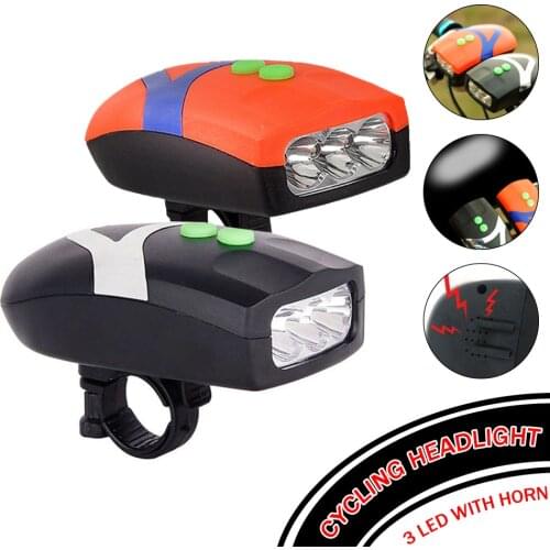 3 LED 2in1 Waterproof Cycling Headlight Bicycle Lamp With Horn Electronic Bell Alarm Light