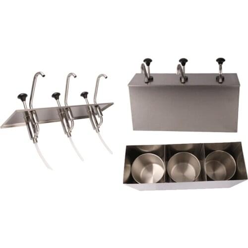 3 Bucket Sauce Dispenser Pump Squeeze Condiment Dispensing Stainless Steel high quality ne