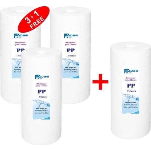 4.5 Inch X 10" Sediment Water Filter Cartridge 1 Micron Whole House pp Multi-Layered Polypropylene Cartridge Filter - 4 PACK