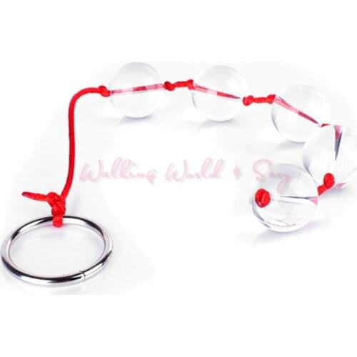 Unisex 5 Balls Glass Anal Baeds With Ring Anal Dilator Anal Vaginal Balls Glass Sex Toys Butt Beads Kegel Ball Adult Sex Product
