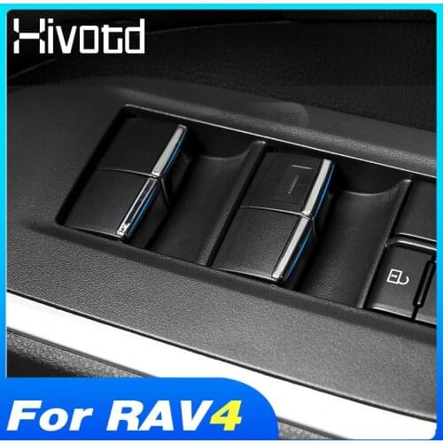 For Toyota Rav4 2019-2021 Accessories Car Window Switch Button Cover Decoration Interior Lifting Button Stickers Modification