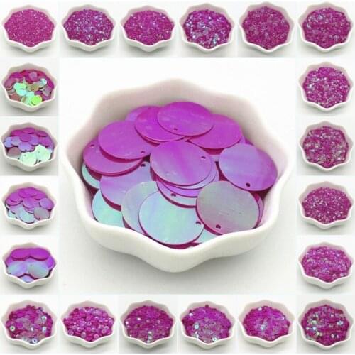 Paillettes 3-30mm AB Rose Red Sequin Flat Round Flower PVC Loose Sequins Paillette DIY Craft Sewing Women Garment Accessorie 20g