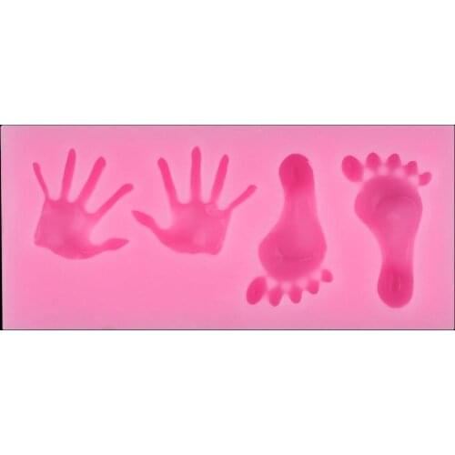 Baby Hand Foot Silicone Molds Chocolate Candy Clay Mold Cake Baking Baby Birthday Cupcake Topper Fondant Cake Decorating Tools