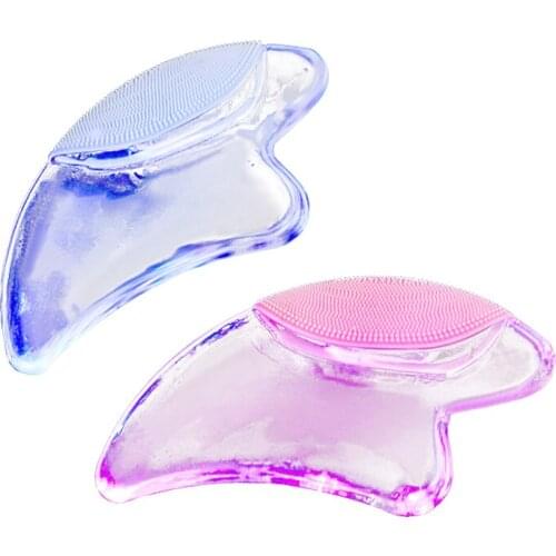 Gua Sha Board With Silicone Facial Cleaning Brush Red/Blue-Ray Therapy Anti-Aging Skin Care Device Lifting And Tightening Skin