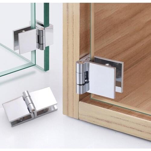 90/180 Degree Bilateral Clip Home Easy Install Glass Clamp Zinc Practical Durable Cabinet Door Hinge Bathroom Furniture Cupboard