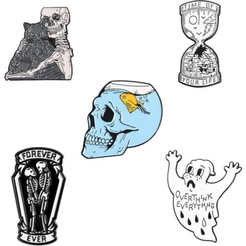 Deadpool Enamel Brooch Skull Pins Badges For Women Horror Witcher Anime Enamel Pin Anime Badges Brooches For Clothes Gothic Pins