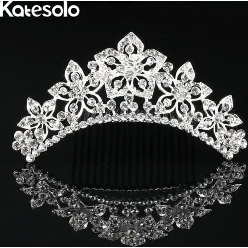Shiny Wedding Party Hairwear Crown Tiara Flower Hair Combs Elegant Bride Girls Heart Love Head Jewelry banquet Hair Accessories