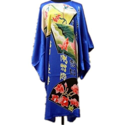 Blue Ladies Robe Summer Pajamas Chinese Women Rayon Sleepwear Kimono Bath Gown Nightgown Kaftan Yukata One Size M01