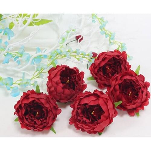 Artificial peonies 5pcs/lot 10cm Peony Flower Head Silk Artificial Flower Wedding Decoration DIY Garland Flower arrangement