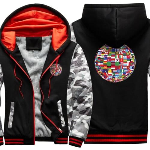 The World Print Camouflage Raglan Thicken Jackets Keep Warm Winter Sweatshirts & hooded Harajuku Casual Retro sudadera hombre