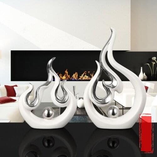 Creative Fire Shape Ceramic Accessories Home Living Room Desk Furnishing Decoration Coffee Table Figurines Crafts