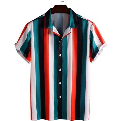 Summer Short Sleeve Loose Buttons Hawaiian Casual Shirt Good Quality Men Shirts Loose Plus Size Tops