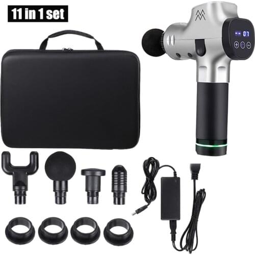 LCD Display Muscle Massage Gun Sport Massager Body Relaxation Pain Relief Slimming Fitness Equipment Fascia Gun 4 Massage Heads