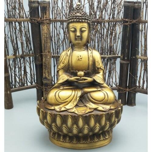 Copper Statue Hot selling brass Sakyamuni bronze Buddha statue sitting lotus Buddha Buddha ornaments Amitabha Buddha bronze hou
