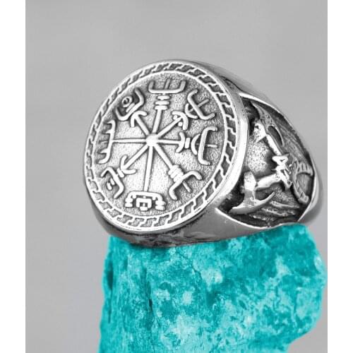 Viking Totem Double Axe Stainless Steel Mens Rings Punk Unique Cool for Male Boyfriend Biker Jewelry Creativity Gift Wholesale