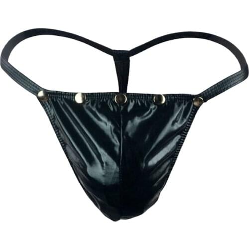 Mens Sexy Underwear Wholesale Low Waist Leather Thong T -F966 Mens Fetish Wear Sexy Leather Underwear Men