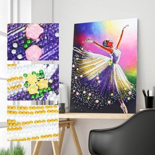 DIY 5D Diamond Painting Kit Luminous Drill Art for Adults Dancing Girl Crystal Rhinestone Diamond Embroidery Paintings for Decor