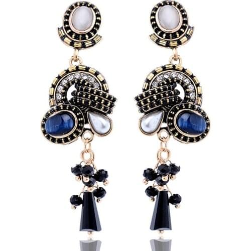 New European And American Earrings, Crystal Pendants With Cats Eyes, Retro Ladies' Earrings, Ethnic Style Earrings